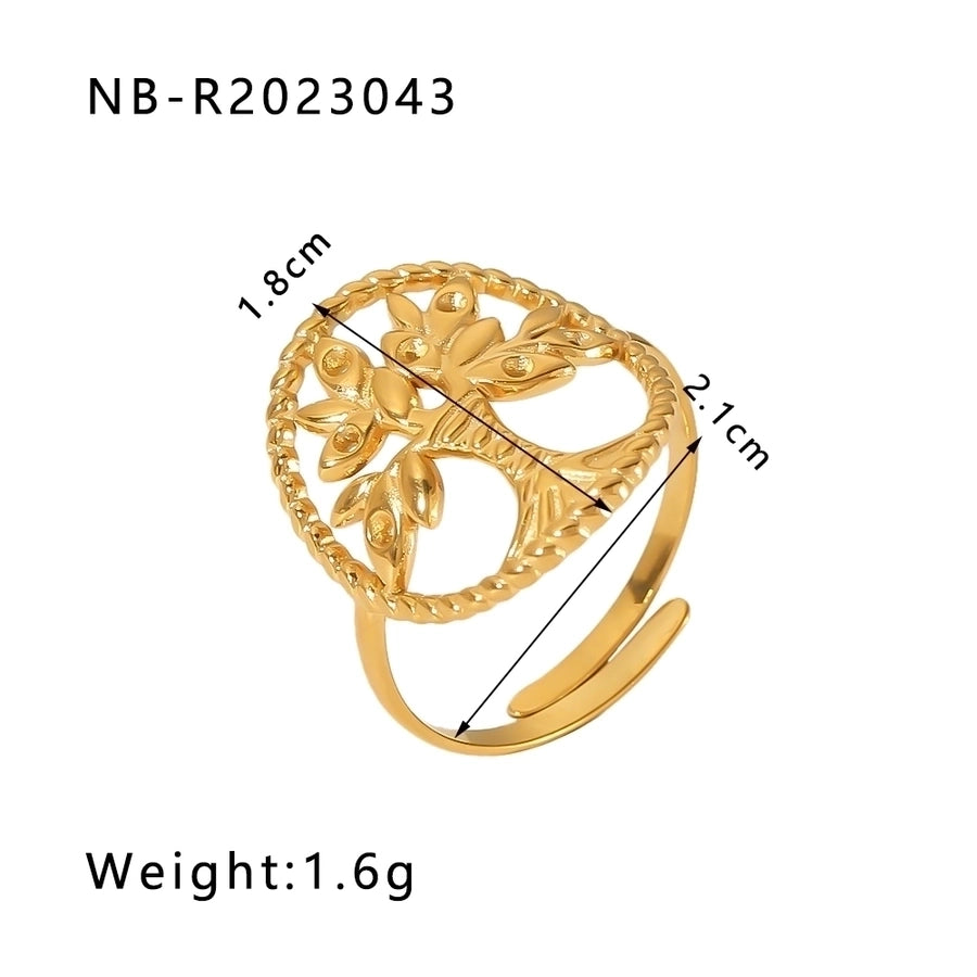 Stainless Steel 18K Gold Plated IG Style Basic Simple Style Plating Four Leaf Clover Heart Shape Flower Open Rings