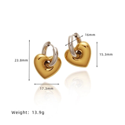 1 Pair Casual Elegant Heart Shape 201 Stainless Steel 304 Stainless Steel Titanium Steel 18K Gold Plated Gold Plated Drop Earrings