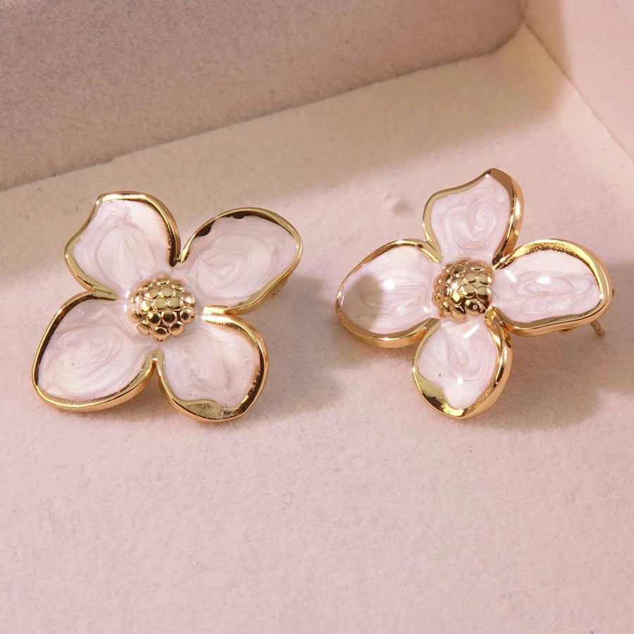 1 Pair Fairy Style Cute Sweet Flower 304 Stainless Steel Imitation Gold  Ear Studs