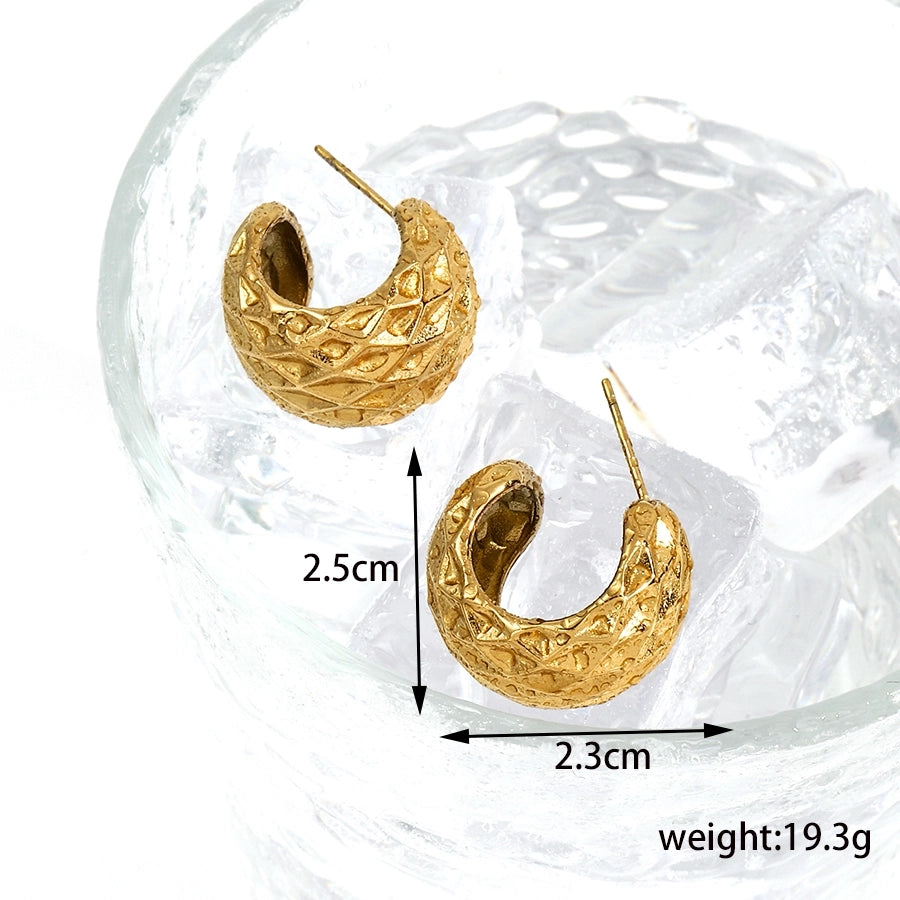 1 Pair Casual Simple Style C Shape Solid Color 304 Stainless Steel 18K Gold Plated Ear Studs