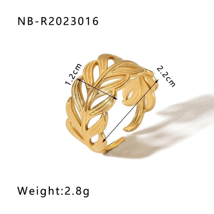 Stainless Steel 18K Gold Plated IG Style Basic Simple Style Plating Four Leaf Clover Heart Shape Flower Open Rings