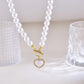 Sweet Simple Style Heart Shape Bow Knot Pearl Zircon Imitation Pearl Titanium Steel  Necklace