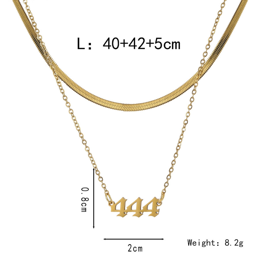 Jewelry Elegant Simple Style Number Stainless Steel 18K Gold Plated 24K Gold Plated Plating Double Layer Necklaces