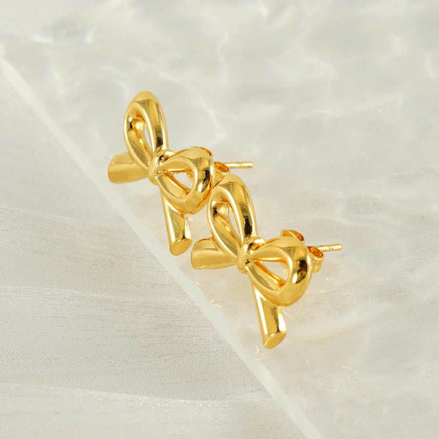 1 Pair Simple Style Classic Style Bow Knot Plating 304 Stainless Steel Ear Studs