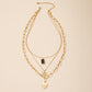 Layered female portrait alloy necklace gold heart-shaped pendant