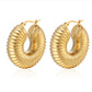 1 pair elegant water droplets heart shape titanium steel hoop earrings
