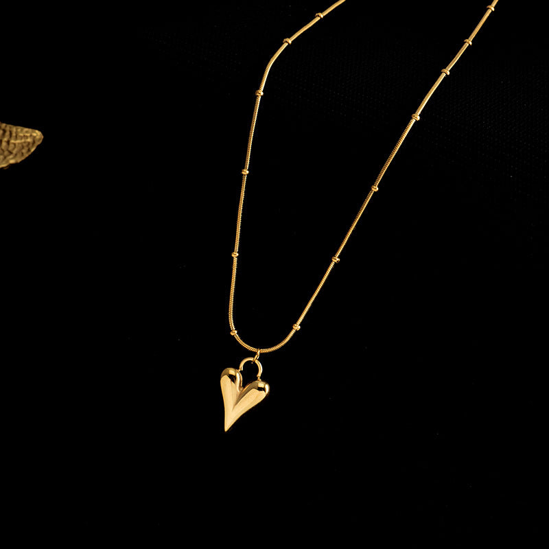 casual simple style heart shape titanium steel plating 18k gold plated pendant necklace