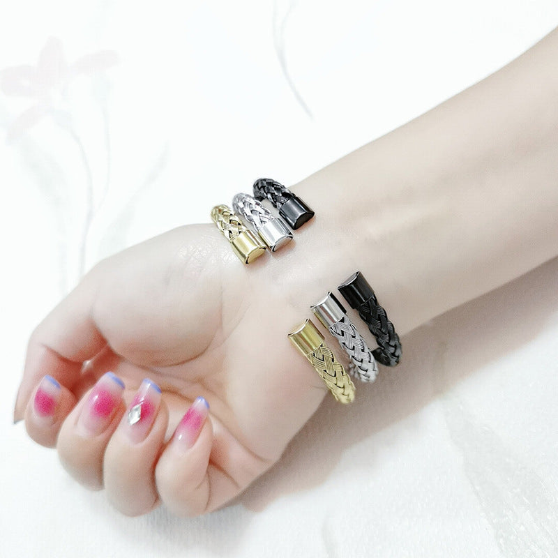 Simple style twist stainless steel plating unisex cuff bracelets