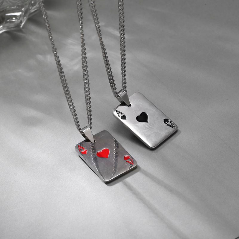 Hip-hop poker stainless steel plating pendant necklace 1 piece