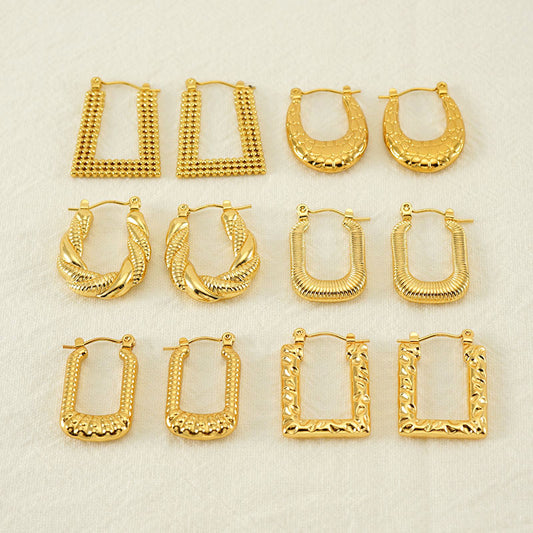 1 piece vintage style u shape semicircle round polishing plating stainless steel titanium steel 18k gold plated ear studs