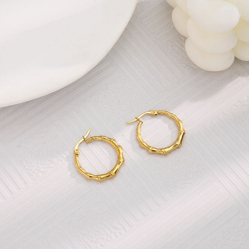 1 pair vintage style u shape geometric heart shape plating stainless steel hoop earrings