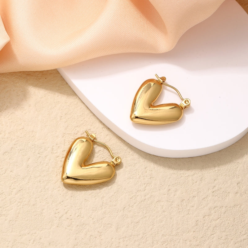 1 pair ig style vintage style heart shape plating stainless steel 18k gold plated ear clip