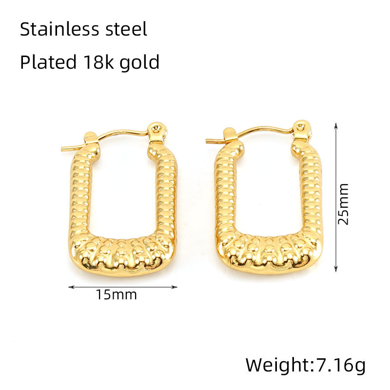 1 piece vintage style u shape semicircle round polishing plating stainless steel titanium steel 18k gold plated ear studs