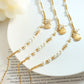 Simple style heart shape titanium steel beaded pendant necklace 1 piece