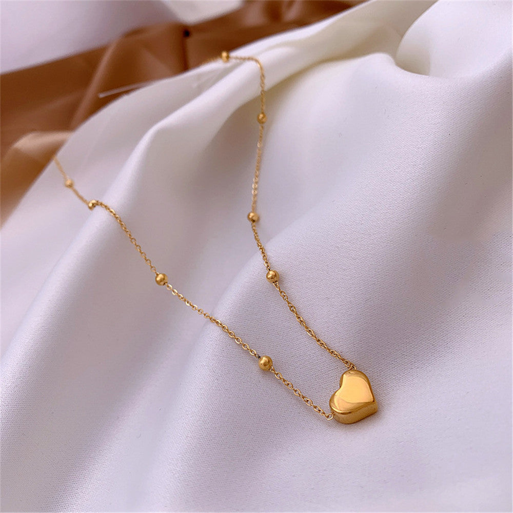 Simple style heart shape titanium steel plating gold plated pendant necklace