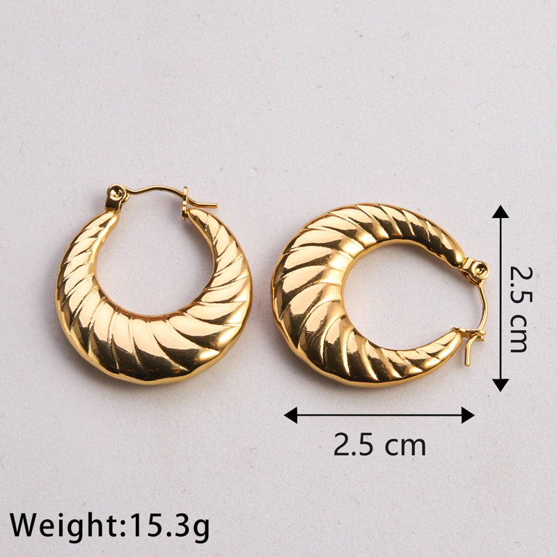 1 pair casual classic style commute u shape twist plating stainless steel gold plated earrings