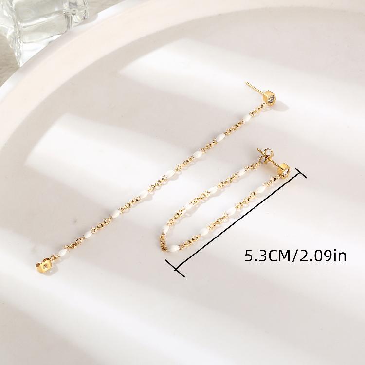 Ig style elegant simple style solid color stainless steel plating inlay zircon 18k gold plated drop earrings