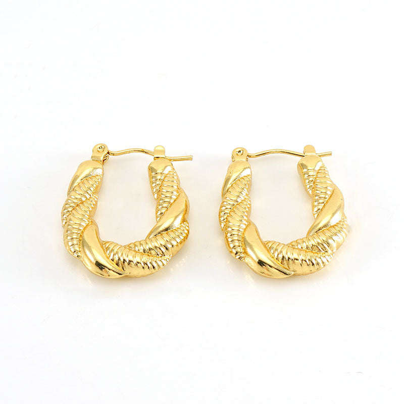 1 piece vintage style u shape semicircle round polishing plating stainless steel titanium steel 18k gold plated ear studs