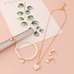 Peach heart alloy pearl jewelry 5-piece set