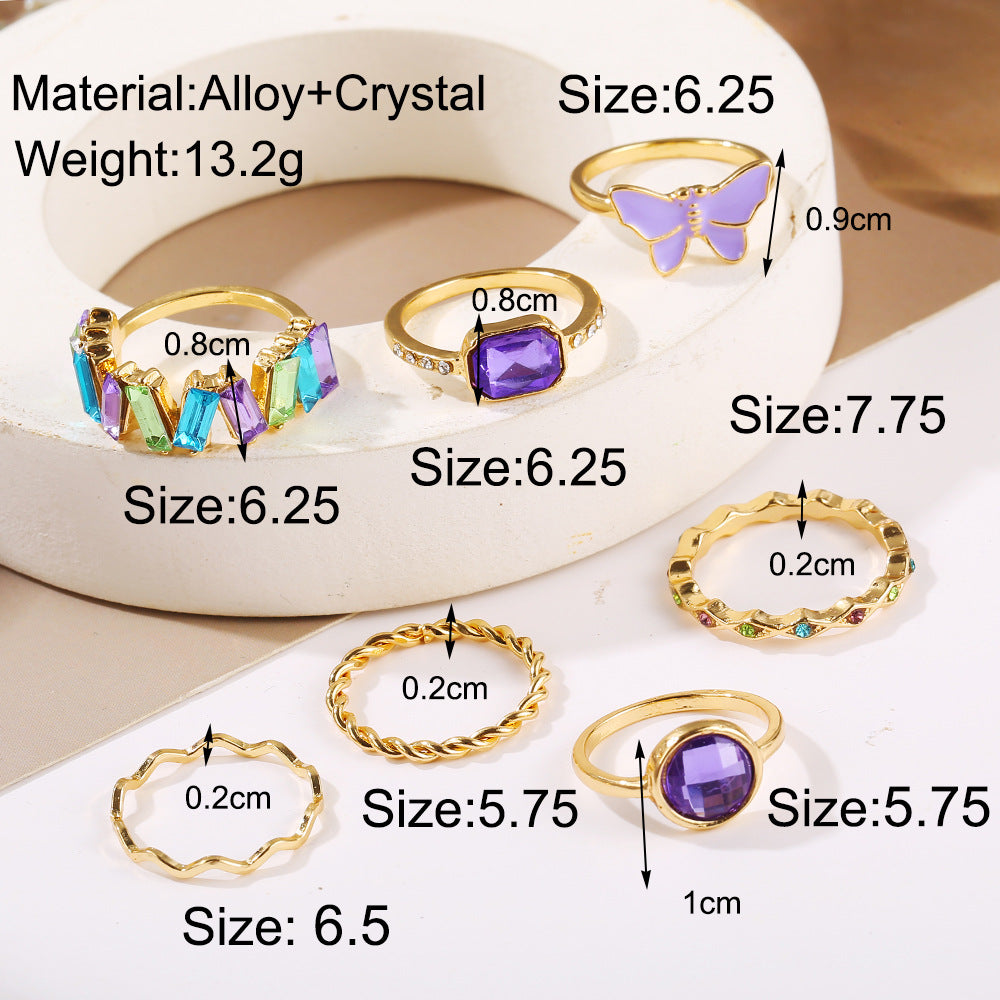 Fashion butterfly alloy plating rhinestones women's rings