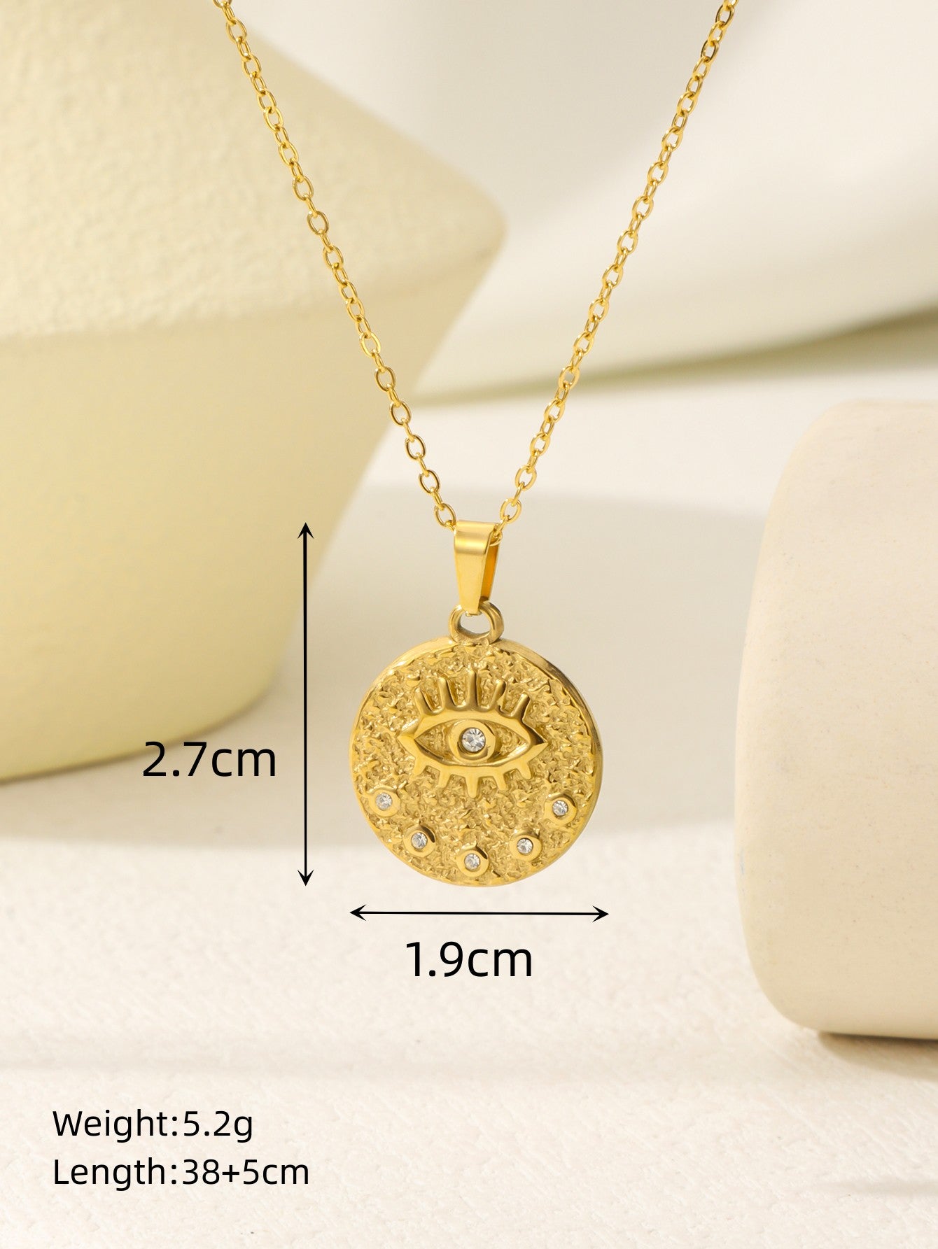 casual elegant classical devil's eye stainless steel plating 18k gold plated pendant necklace