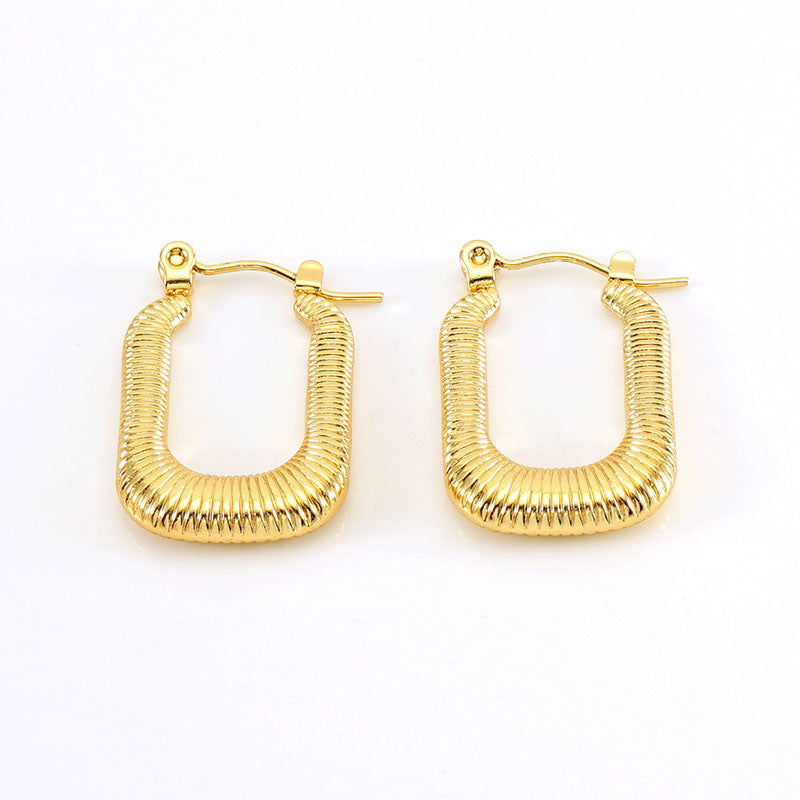 1 piece vintage style u shape semicircle round polishing plating stainless steel titanium steel 18k gold plated ear studs