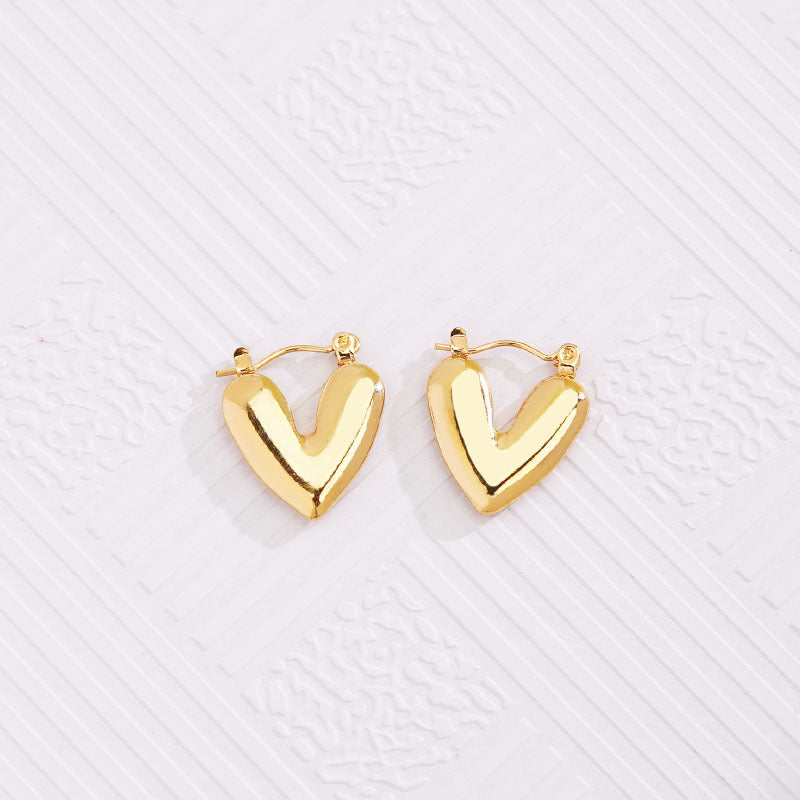 1 pair vintage style u shape geometric heart shape plating stainless steel hoop earrings