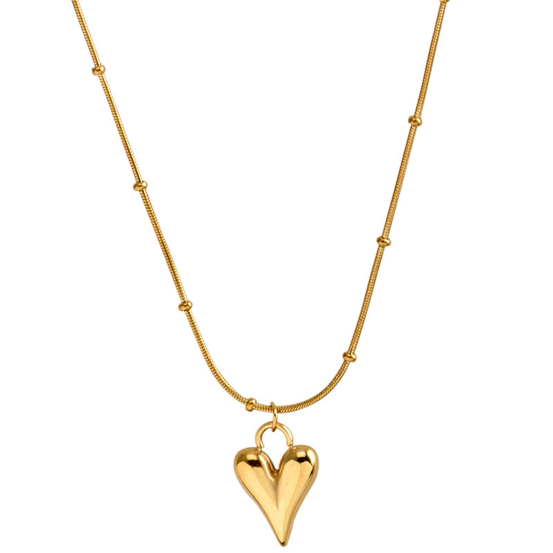 casual simple style heart shape titanium steel plating 18k gold plated pendant necklace