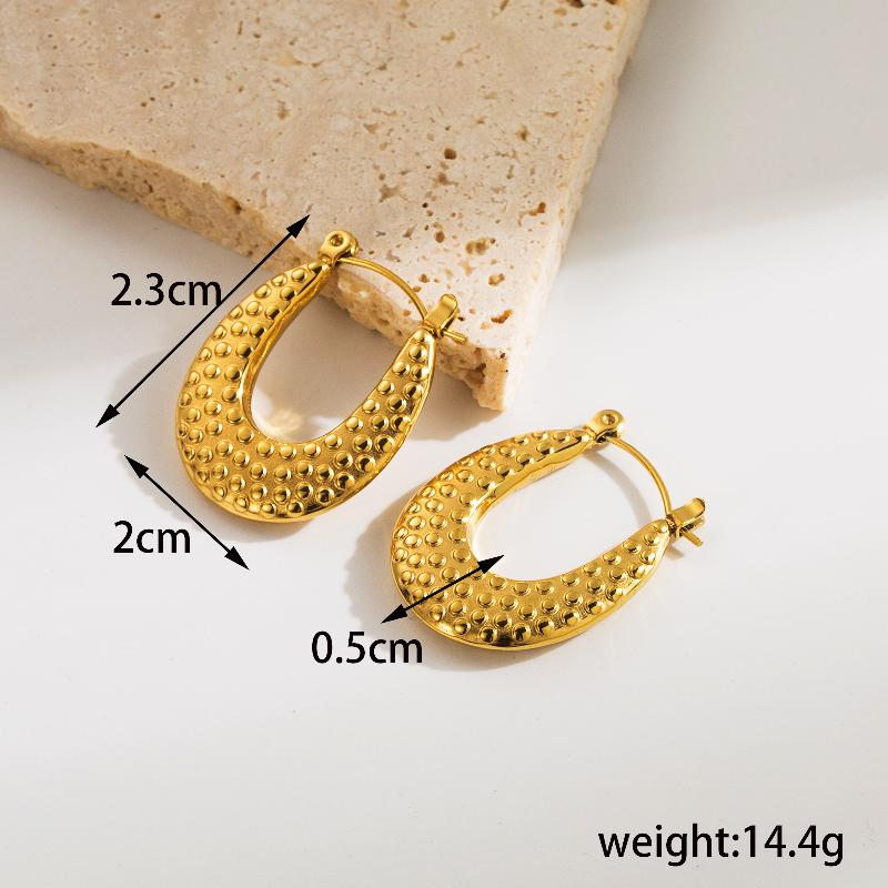 1 Pair Simple Style U Shape Geometric Heart Shape Plating Stainless Steel 18K Gold Plated Earrings