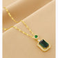 Fashion square titanium steel plating inlay rhinestones zircon pendant necklace 1 piece