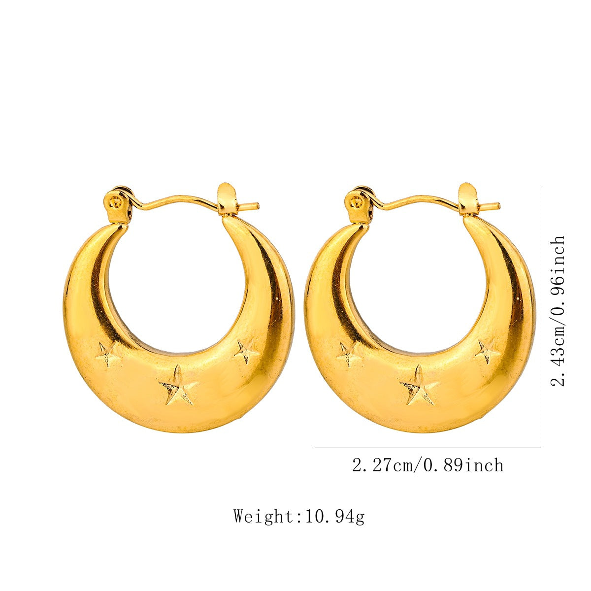 1 pair vintage style u shape geometric heart shape plating stainless steel hoop earrings