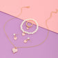 Peach heart alloy pearl jewelry 5-piece set