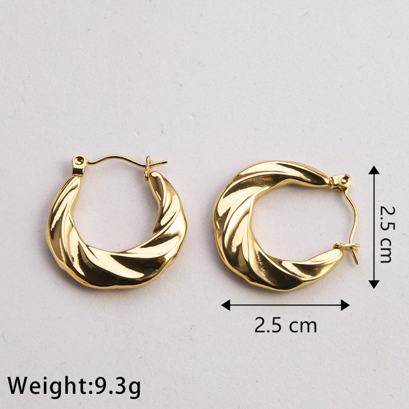 1 pair casual classic style commute u shape twist plating stainless steel gold plated earrings