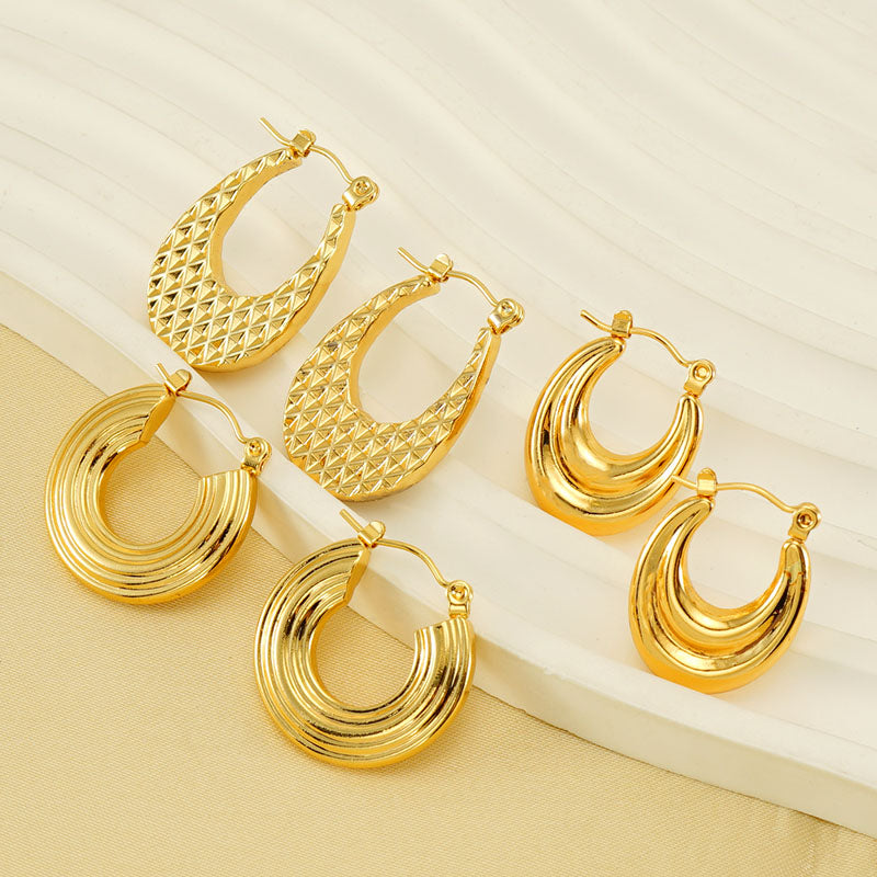 1 pair elegant u shape gold plated stainless steel earrings