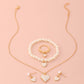 Peach heart alloy pearl jewelry 5-piece set