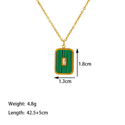 Simple style roman style commute square titanium steel plating inlay rhinestones 18k gold plated pendant necklace