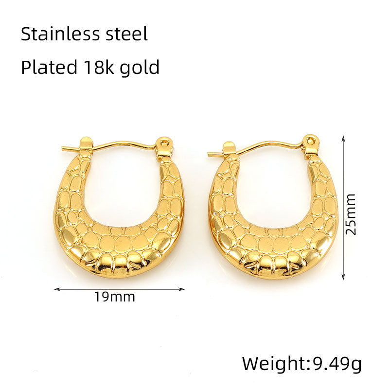 1 piece vintage style u shape semicircle round polishing plating stainless steel titanium steel 18k gold plated ear studs