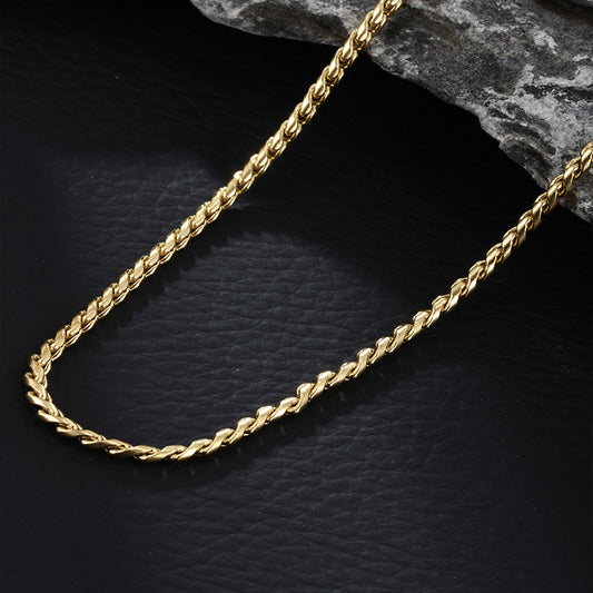 Casual vintage style xuping solid color stainless steel plating chain 14k gold plated unisex necklace