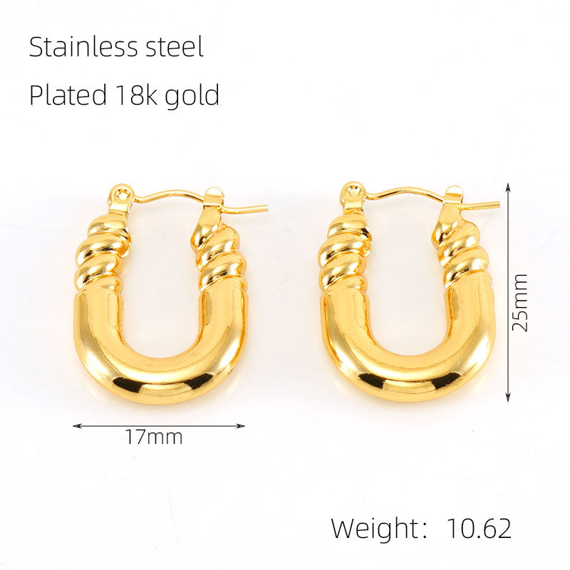 1 pair elegant square water droplets polishing plating stainless steel 18k gold plated earrings