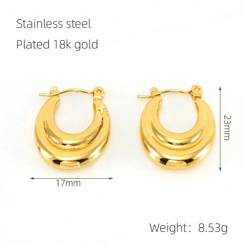 1 pair elegant u shape gold plated stainless steel earrings