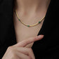 Fashion geometric titanium steel inlay zircon necklace 1 piece