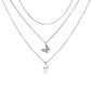 Retro multi-layered clavicle simple butterfly pearl pendant bead alloy chain