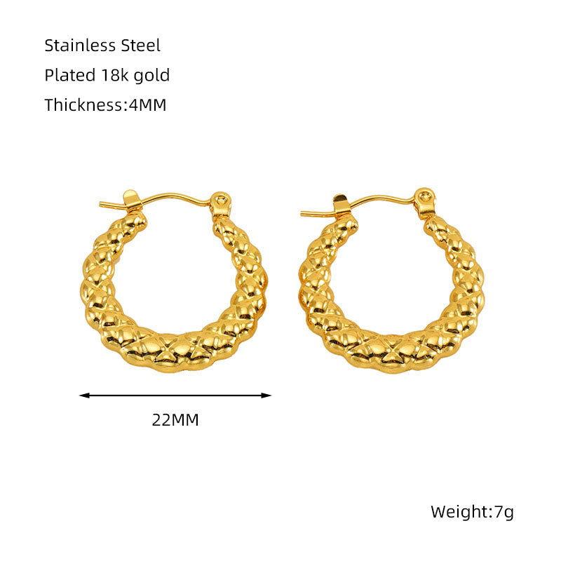 1 piece simple style classic style solid color polishing plating stainless steel titanium steel 18k gold plated earrings