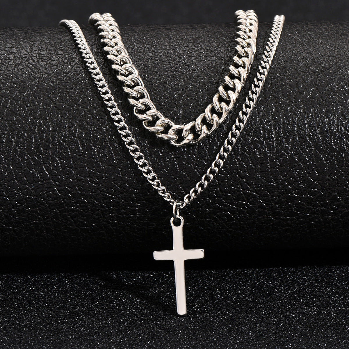 Simple style cross stainless steel plating unisex pendant necklace