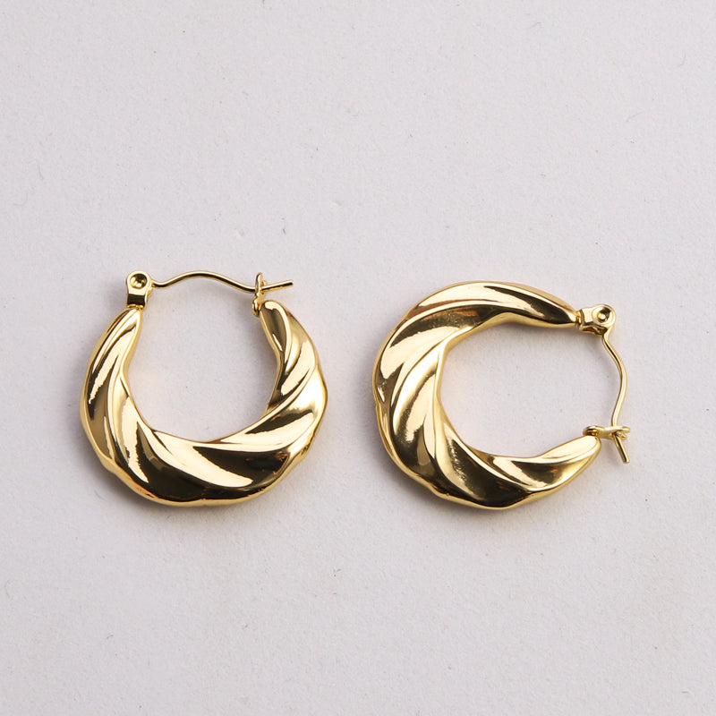 1 pair casual classic style commute u shape twist plating stainless steel gold plated earrings