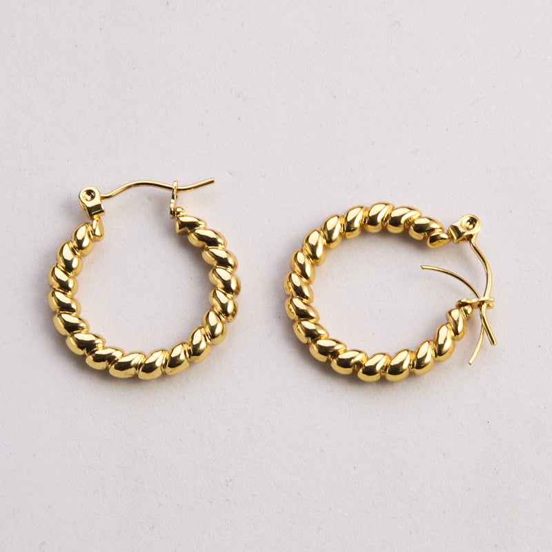 1 pair casual classic style commute u shape twist plating stainless steel gold plated earrings