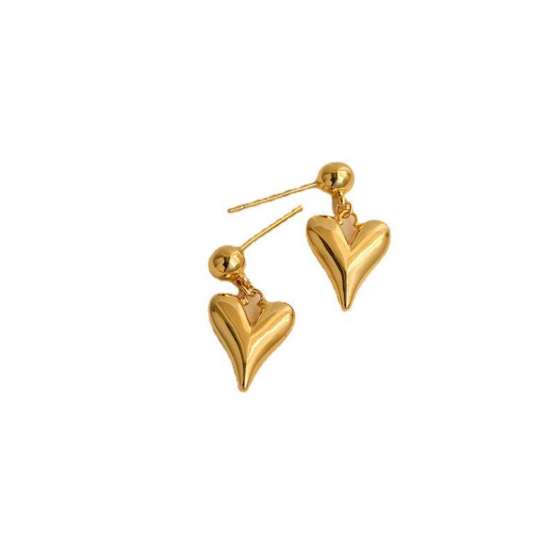 1 pair lady sweet heart shape plating titanium steel earrings