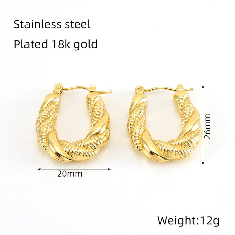 1 piece vintage style u shape semicircle round polishing plating stainless steel titanium steel 18k gold plated ear studs