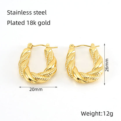 1 piece vintage style u shape semicircle round polishing plating stainless steel titanium steel 18k gold plated ear studs