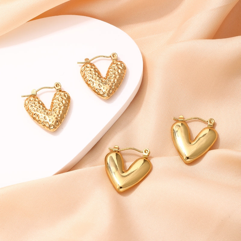 1 pair ig style vintage style heart shape plating stainless steel 18k gold plated ear clip